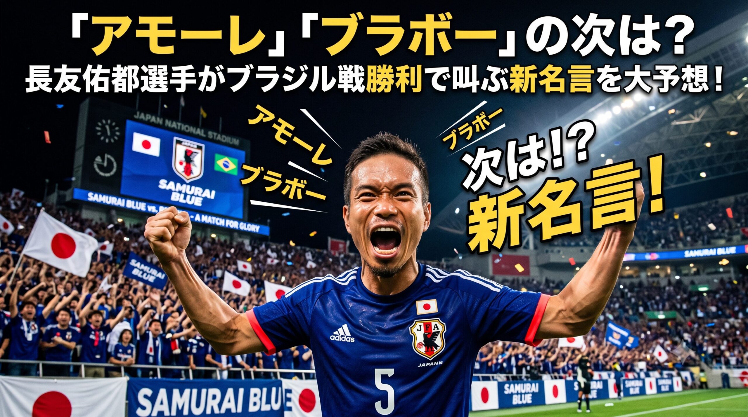 「アモーレ」「ブラボー」の次は?長友佑都選手がブラジル戦勝利で叫ぶ新名言を大予想!