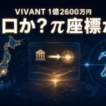 日本列島と送金画面、πの座標図で1億2600万円の人口説と座標説を対比した画像