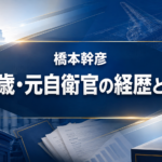 国会議事堂や演説台、投票箱を背景に「橋本幹彦 30歳・元自衛官の経歴と政策」と記したアイキャッチ