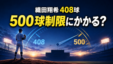 甲子園の投手と、織田翔希408球・500球制限の関係を示すメーター画像