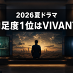 3つのテレビ画面と人物の後ろ姿で、2026年夏ドラマ満足度ランキングを表現したイメージ