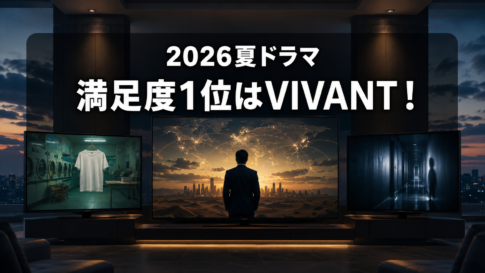 3つのテレビ画面と人物の後ろ姿で、2026年夏ドラマ満足度ランキングを表現したイメージ
