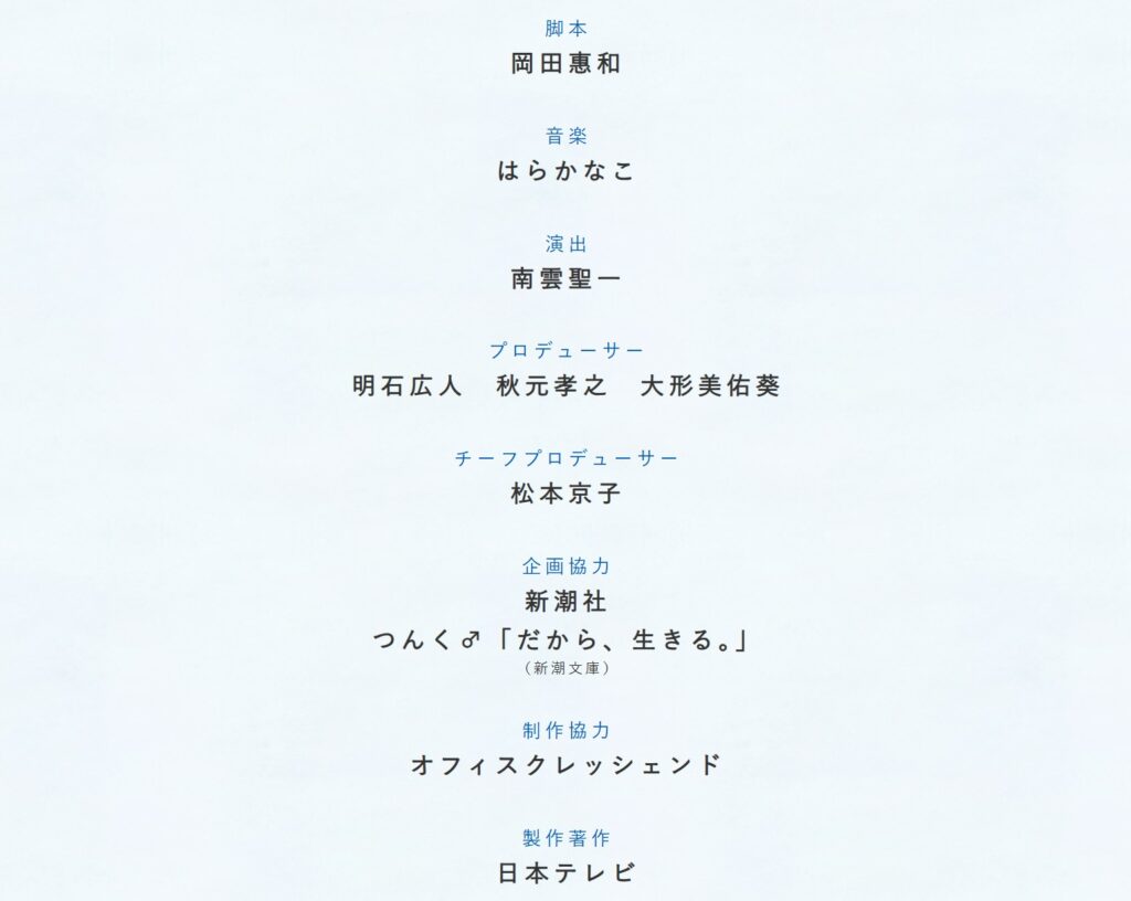 新潮社とつんく♂さんの手記『だから、生きる。』が「企画協力」として掲載する日本テレビ公式キャスト・スタッフ欄