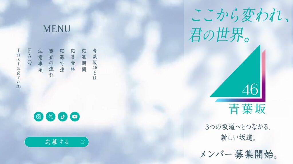 青葉坂46オーディション公式サイトでは応募条件と審査日程が公表