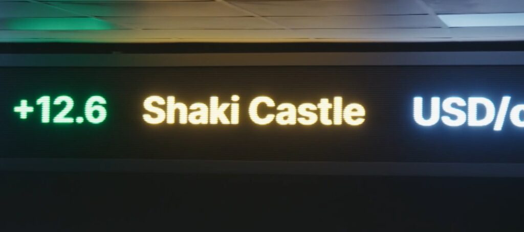 掲示板に通常の相場情報とは無関係な「SHAKI CASTLE」という文字