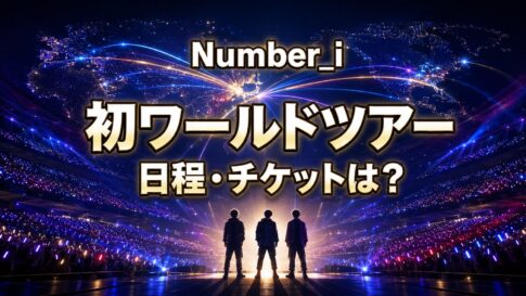 大規模ドームのステージと世界へ伸びる光で、Number_i初ワールドツアーの日程・チケット情報を表した画像