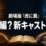 昭和の法律教室と法廷を背景に「続編?新キャスト7役」と示した画像
