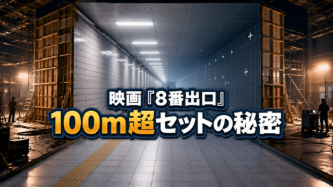地下通路セットと倉庫内の撮影設備を断面構図で表した画像
