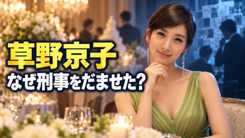 結婚式場にいる草野京子と、その正体を追う刑事たち