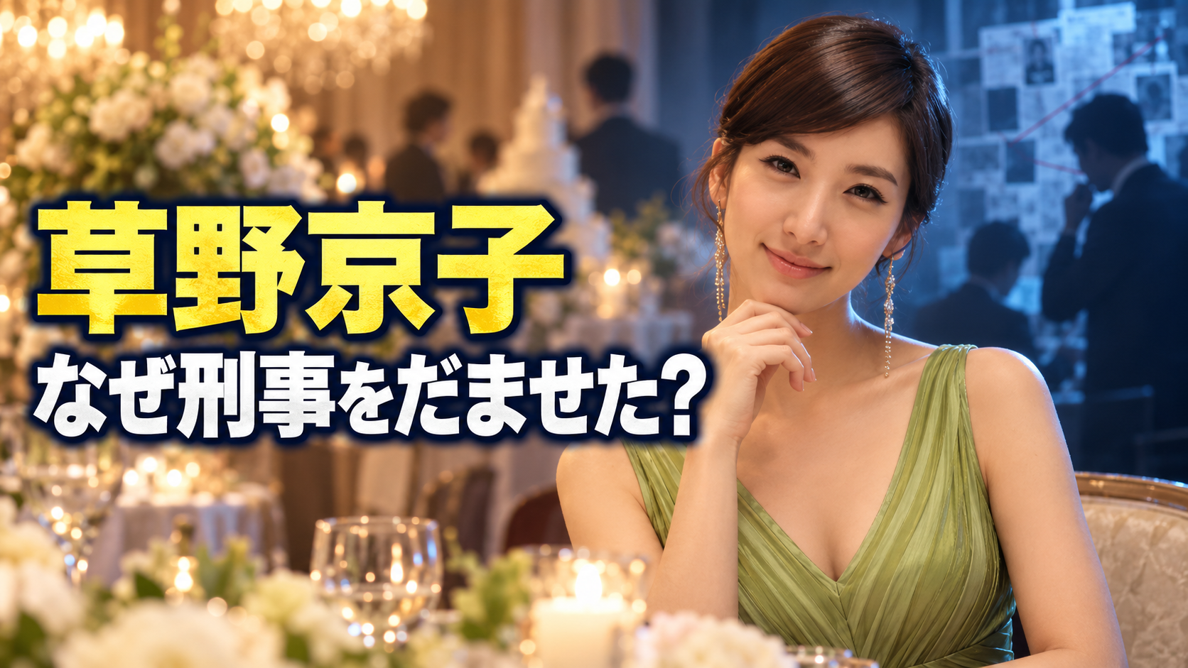 結婚式場にいる草野京子と、その正体を追う刑事たち