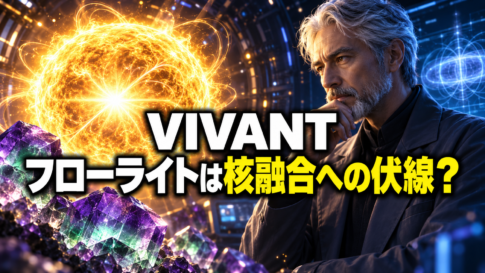 核融合の光球を見つめる研究者とフローライトを描き、VIVANTの伏線説を表現した画像