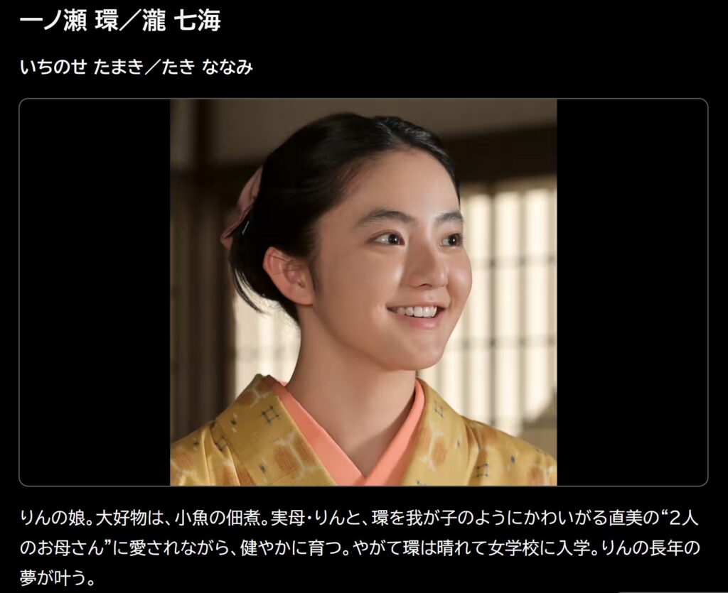 環（たまき）を演じるのは、瀧七海（たき・ななみ）の画像