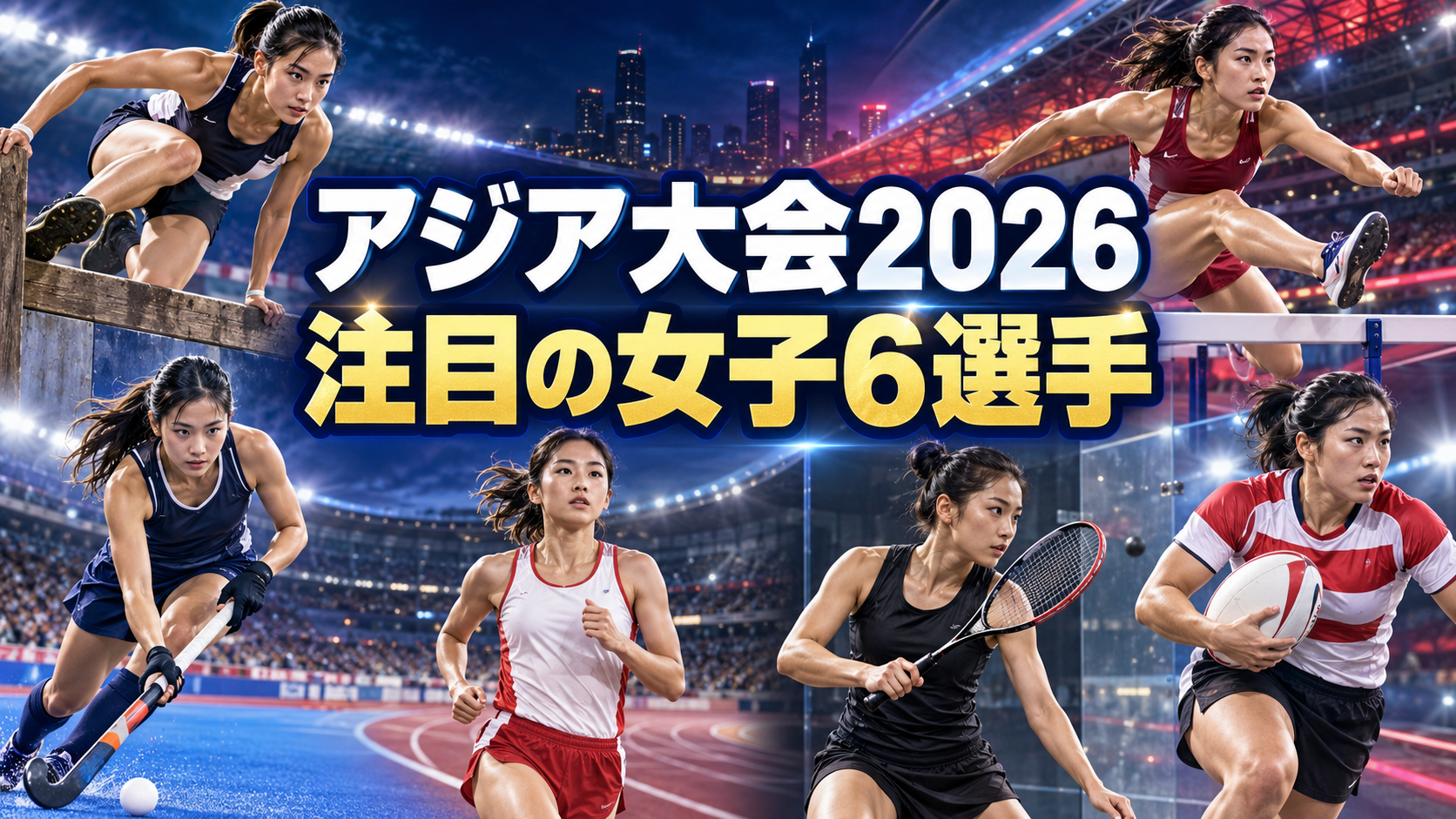 6競技に挑む女子アスリートを描いたアジア大会2026のアイキャッチ画像