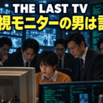 監視モニターを操作する男性を複数の捜査員が囲み、その正体を問いかける画像