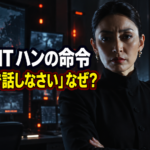 監視室に立つハンとリュウに「日本語で話しなさい」なぜ？の文字を配置したアイキャッチ画像