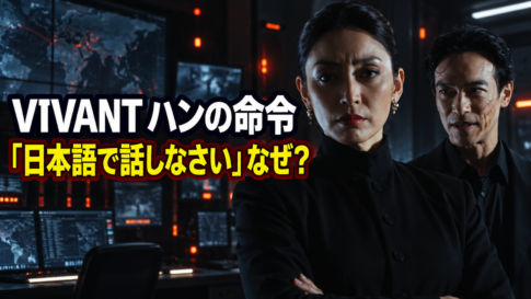 監視室に立つハンとリュウに「日本語で話しなさい」なぜ?の文字を配置したアイキャッチ画像