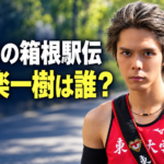 赤黒のユニフォームとたすき姿の安愚楽一樹をイメージし、「俺たちの箱根駅伝」「安愚楽一樹は誰?」と記した画像。